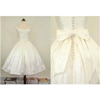 Meg - Fifties Silk Short Wedding Dress - Made to Order - Hand-made Beautiful Dresses|Unique Design C