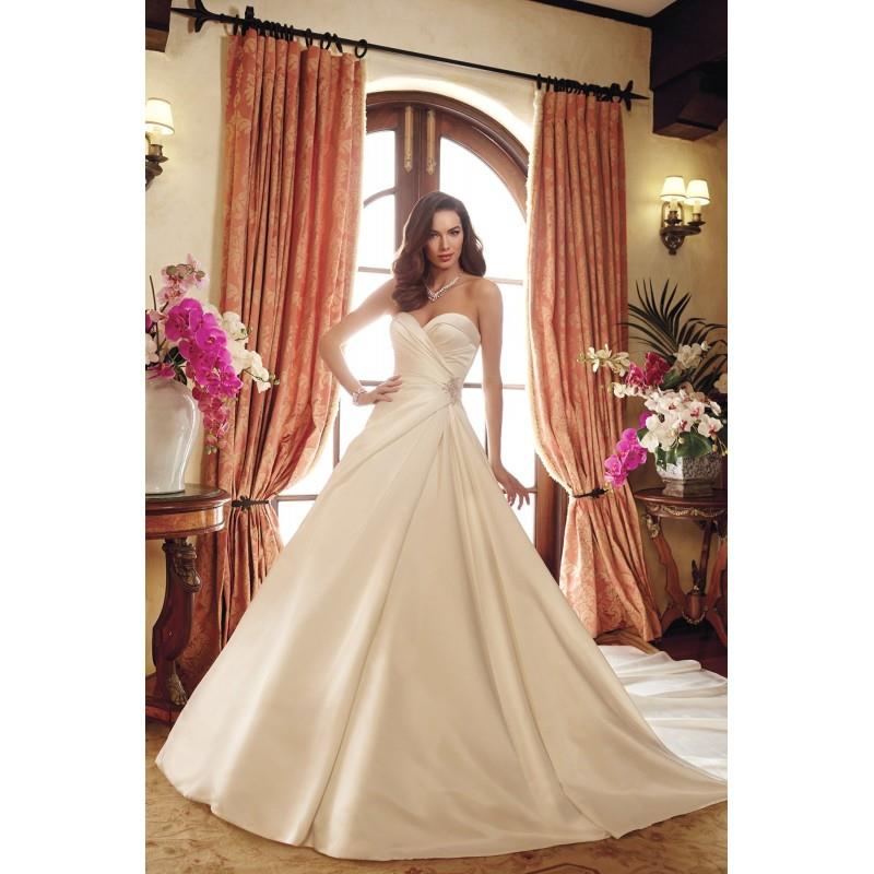 wedding, Style Y11721 by Sophia Tolli - Ivory  White Satin Detachable Straps Floor Sweetheart  Strap