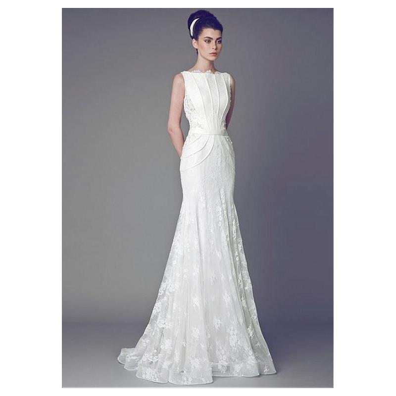 My Stuff, Marvelous Lace Bateau Neckline Mermaid Wedding Dresses With Belt - overpinks.com