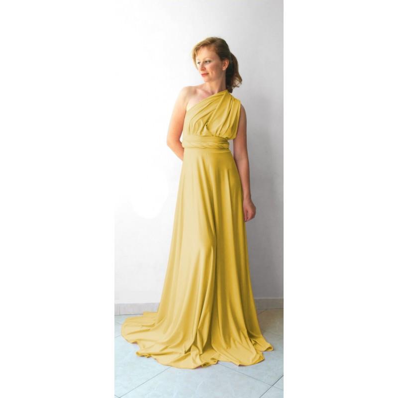 My Stuff, Infinity Dress in color light mustard floor length with long straps - Hand-made Beautiful