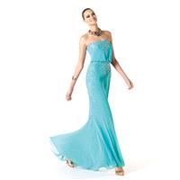 Charming A-line Strapless Beading Sequins Floor-length Chiffon Cocktail Dresses - Dressesular.com