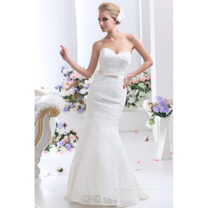 My Stuff, Sparkle Trumpet-Mermaid Sweetheart Sweep-Brush Train Lace Wedding Dress CWLT130D3 - Top De