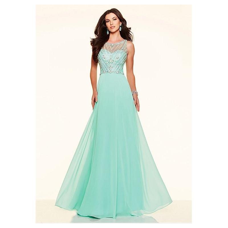 My Stuff, Alluring Chiffon & Tulle Scoop Neckline A-line Prom Dresses With Beadings - overpinks.com