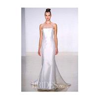 Amsale - Fall 2014 - Sleeveless Silk Sheath Wedding Dress with Illusion Neckline - Stunning Cheap We