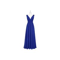 Royal_blue Azazie Hillary - Floor Length Chiffon V Neck V Back Dress - Cheap Gorgeous Bridesmaids St