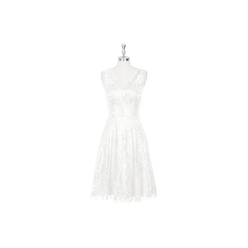 wedding, Ivory Azazie Alma - Lace V Neck Knee Length Illusion Dress - Cheap Gorgeous Bridesmaids Sto