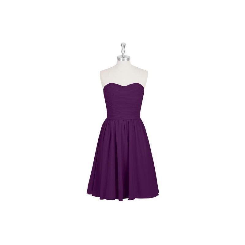 My Stuff, Grape Azazie Kaiya - Knee Length Chiffon Back Zip Sweetheart Dress - Charming Bridesmaids