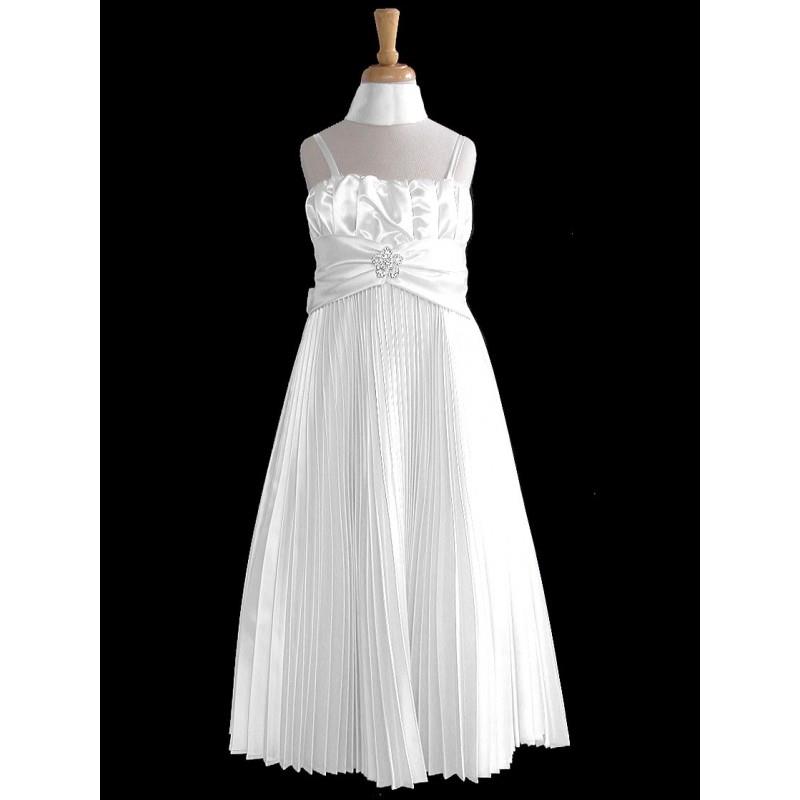 My Stuff, White Pleated Shiny Satin Long Dress Style: D4140 - Charming Wedding Party Dresses|Unique
