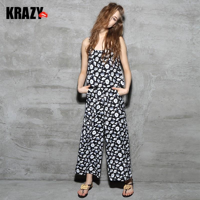 My Stuff, Casual charm strap + printed two sets of fresh wide-leg pants suit summer fashion female 7