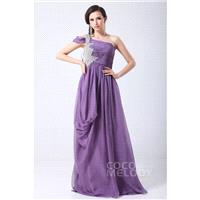 Pretty Sheath-Column One Shoulder Floor Length Chiffon Mother of The Bride Dress COSF14060 - Top Des