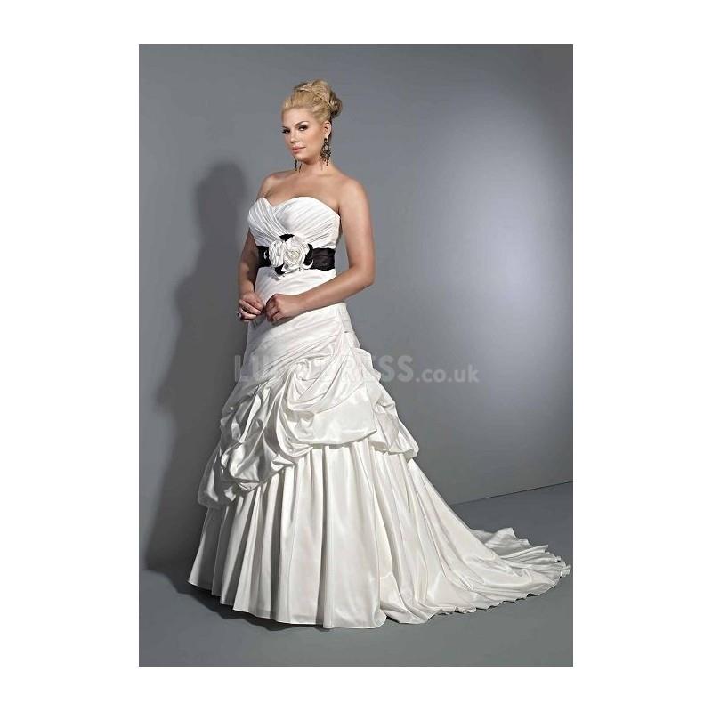 My Stuff, Gorgeous A line Natural Waist Sweetheart Taffeta Chapel Train Big Wedding Dress - Compelli