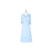Sky_blue Azazie Cristina MBD - Side Zip Cowl Chiffon Tea Length Dress - Charming Bridesmaids Store