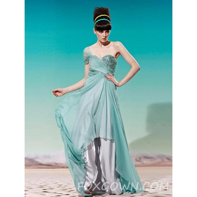 My Stuff, Einer Cap Sleeve-hoch-tief-Prom Kleid mit Sweetheart-Ausschnitt grün - Festliche Kleider |