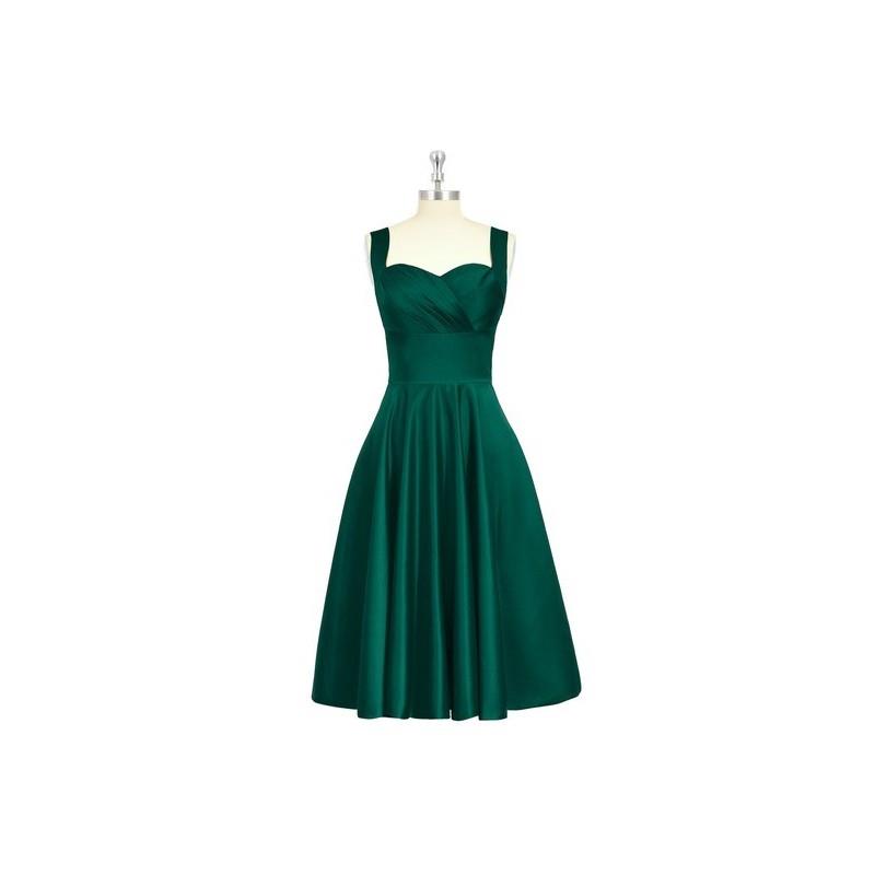 My Stuff, Dark_green Azazie Amber - Back Zip Sweetheart Knee Length Satin Dress - Charming Bridesmai