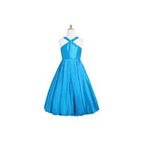 Ocean_blue Azazie Calhoun JBD - Taffeta Knee Length Back Zip V Neck Dress - Charming Bridesmaids Sto