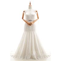 Modest Trumpet-Mermaid Sweetheart Court Train Lace Ivory Sleeveless Lace Up-Corset Plus Size Wedding