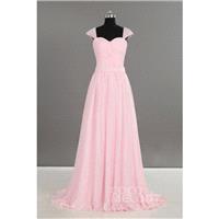 Vintage Sheath-Column Straps Natural Sweep-Brush Train Chiffon Primrose Pink Sleeveless Zipper Eveni