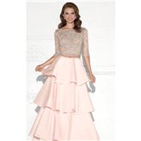 Pink Two-Piece Tiered Gown by Tarik Ediz - Color Your Classy Wardrobe