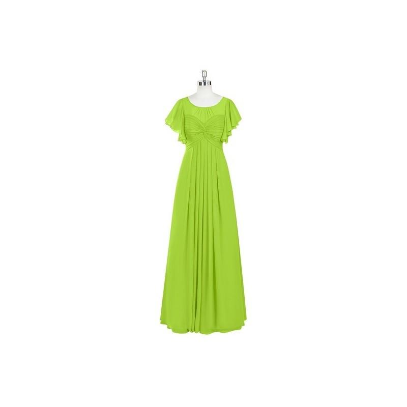 My Stuff, Lime_green Azazie Lily - Floor Length Chiffon Illusion Back Zip Dress - Charming Bridesmai