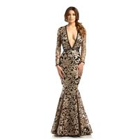 Gold / Black Johnathan Kayne 6113 - Sleeves Sequin Sexy Dress - Customize Your Prom Dress