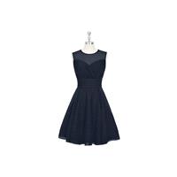 Dark_navy Azazie Scarlett - Scoop Knee Length Chiffon Illusion Dress - Charming Bridesmaids Store