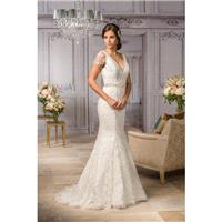 Style T182008 by Jasmine Couture - Floor length Fit-n-flare V-neck Cap sleeve Chapel Length LaceTull