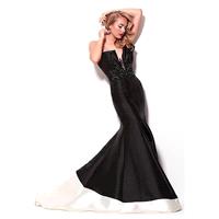 Chic Satin Strapless Neckline Mermaid Evening Dresses With Beads & Rhinestones - overpinks.com