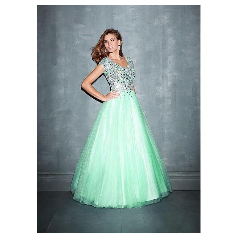 My Stuff, Charming Tulle V-neck Floor-length A-line Evening Dress - overpinks.com