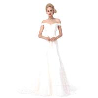 Luxurious A-Line Off The Shoulder Court Train Tulle Wedding Dress - Top Designer Wedding Online-Shop