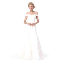 Luxurious A-Line Off The Shoulder Court Train Tulle Wedding Dress - Top Designer Wedding Online-Shop