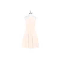 Pearl_pink Azazie Adriana - Halter Knee Length Strap Detail Chiffon Dress - Charming Bridesmaids Sto