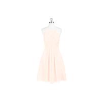 Pearl_pink Azazie Adriana - Halter Knee Length Strap Detail Chiffon Dress - Charming Bridesmaids Sto