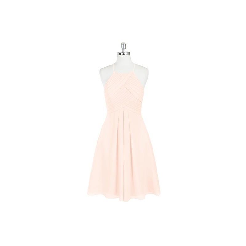 My Stuff, Pearl_pink Azazie Adriana - Halter Knee Length Strap Detail Chiffon Dress - Charming Bride