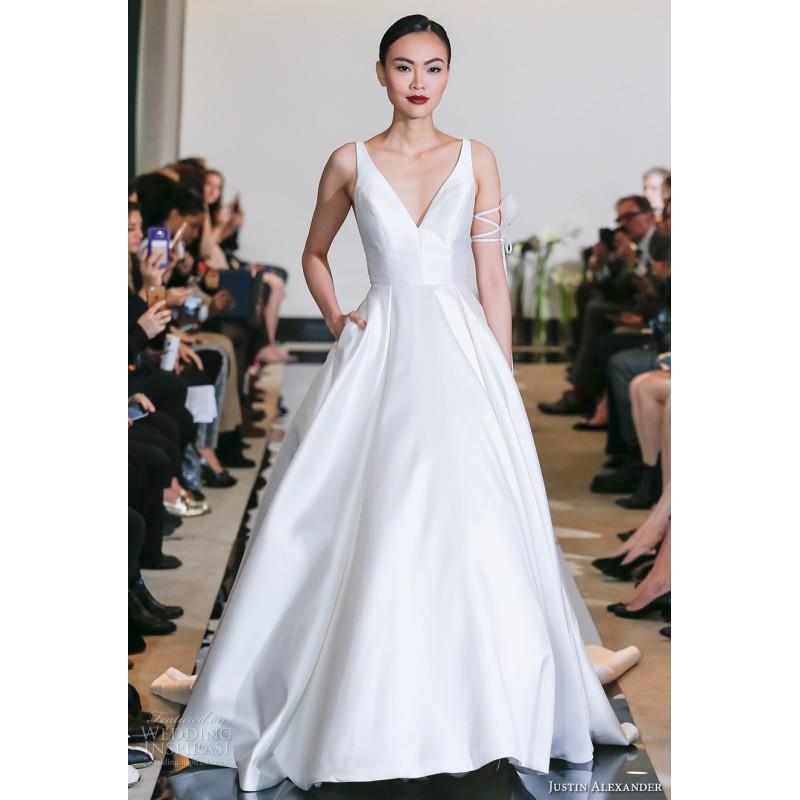 My Stuff, Justin Alexander 8937 Spring/Summer 2018 Sleeveless Chapel Train White Aline Satin Spring