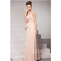 Vintage Sheath-Column One Shoulder Floor Length Chiffon Evening Dress with Beading COSF14033 - Top D
