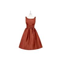 Rust Azazie Kira - Knee Length Scoop Taffeta Scoop Dress - Charming Bridesmaids Store