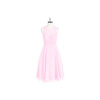 Candy_pink Azazie Sylvia - Back Zip Scoop Chiffon And Lace Knee Length Dress - Charming Bridesmaids