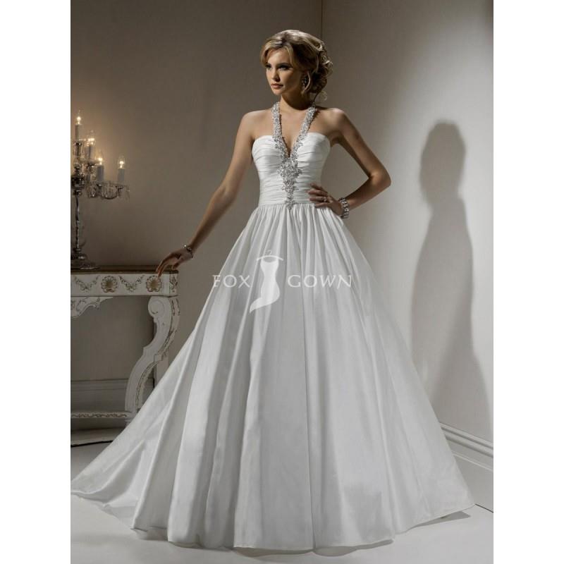 My Stuff, Sexy Taft Ballkleid mit Perlen verziert weißen Hochzeitskleid Neckholder - Festliche Kleid