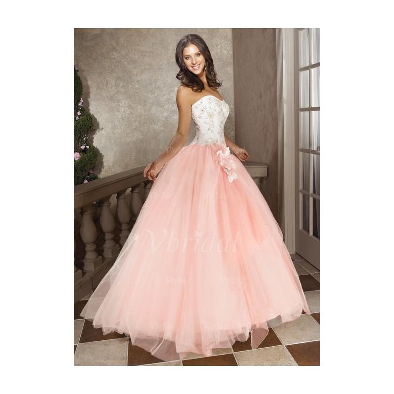 My Stuff, Ball-Gown Strapless Sweetheart Floor-Length Tulle Quinceanera Dress With Beading Flower -