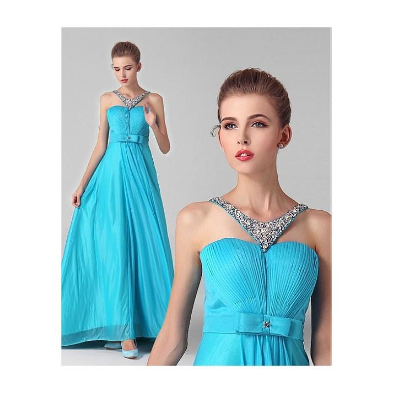 My Stuff, In Stock Fabulous Composite Filament Chiffon Halter Neckline Full Length A-line Prom Dress
