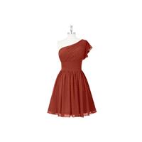 Rust Azazie Carly - One Shoulder Knee Length Chiffon Side Zip Dress - Charming Bridesmaids Store