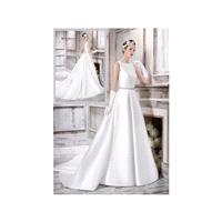 Vestido de novia de Manu García Modelo MG0706 - 2016 Evasé Barco Vestido - Tienda nupcial con estilo