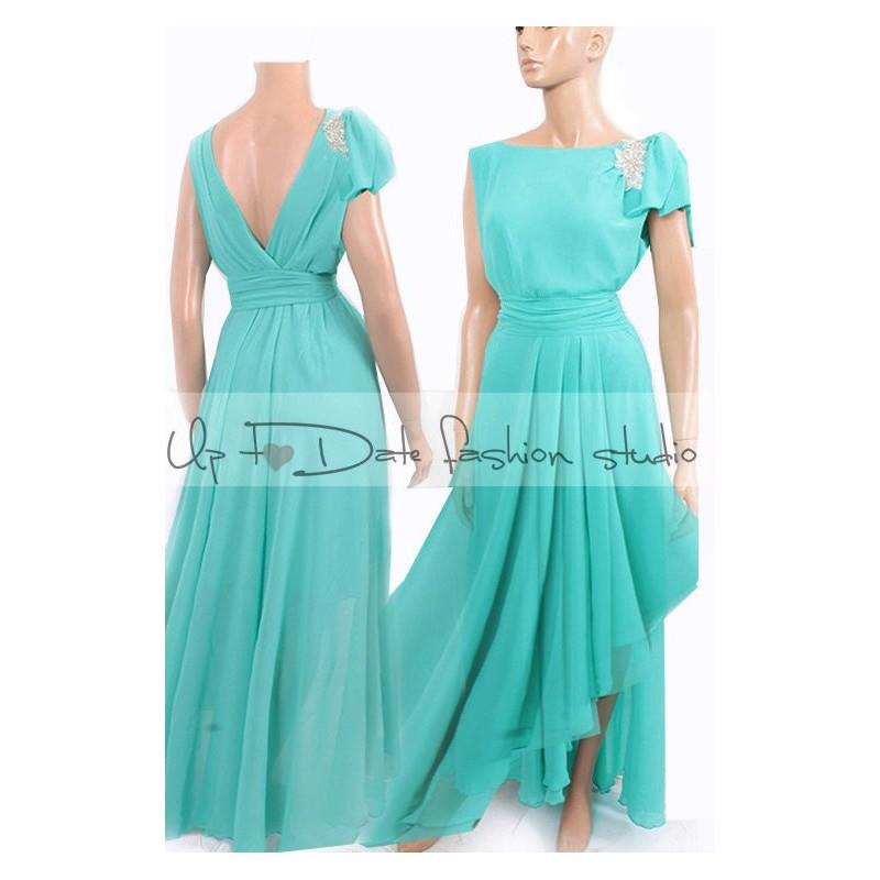 My Stuff, Plus Size Maxi chiffon   MINT /   bridesmaid / evening / party /  dress with swarovski cry