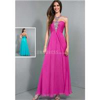 Modern A line Floor Length Halter Natural Waist Sleeveless Chiffon Prom Dresses - Compelling Wedding