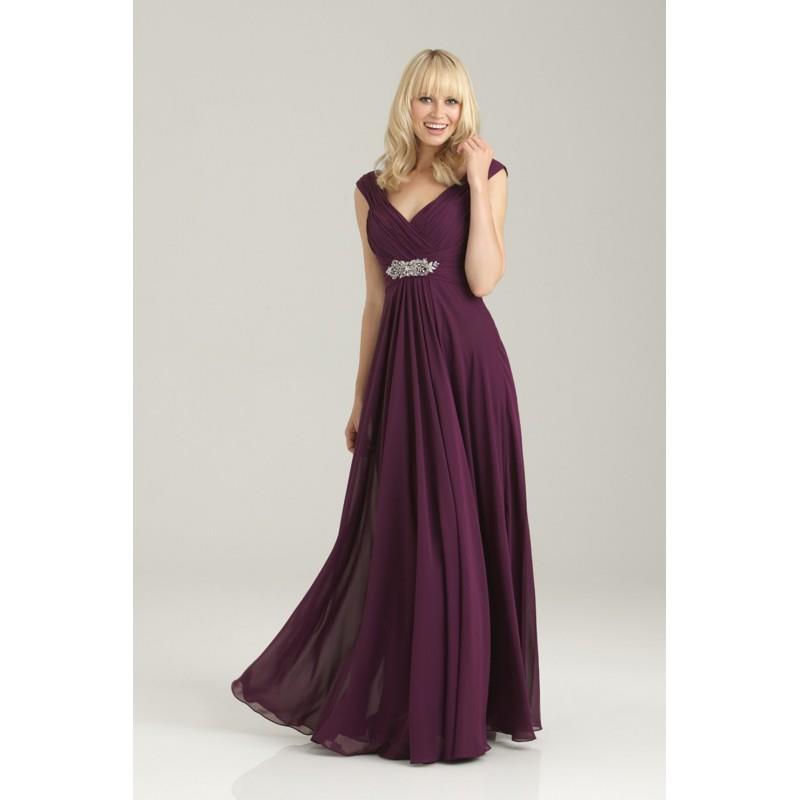 My Stuff, Style 1334 by Allure Bridesmaids - Chiffon Floor Off-Shoulder  V-Neck A-Line Bridesmaids D