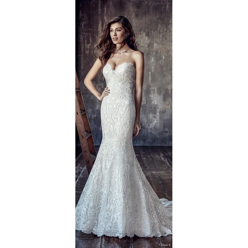 My Stuff, Eddy K. CT200 2018 Ivory Sweet Chapel Train Sweetheart Sleeveless Column Lace Covered Butt