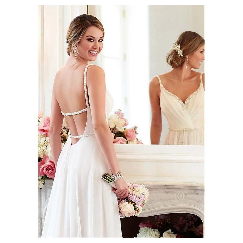 My Stuff, Fabulous Satin Chiffon Spaghetti Straps Neckline Sheath Wedding Dresses with Beadings & Rh