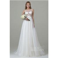 Graceful Sheath-Column Illusion Natural Court Train Tulle Ivory Sleeveless Zipper Wedding Dress with