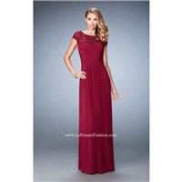 Pewter La Femme 23077 - Cap Sleeves Chiffon Dress - Customize Your Prom Dress
