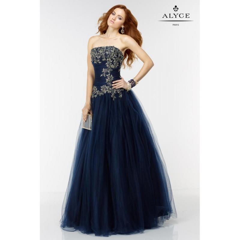 wedding, Navy/Gold Alyce Prom 6541 Alyce Paris Prom - Rich Your Wedding Day